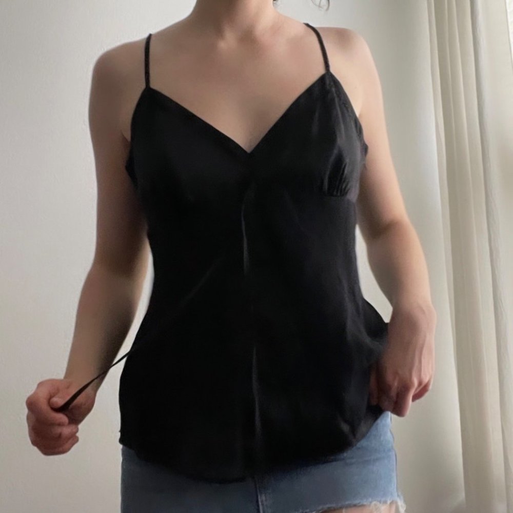 bebe Black Satin Cami Top
